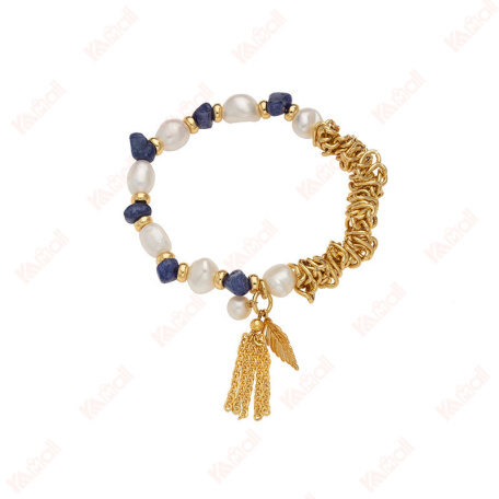 blue original stone pearl string bracelet